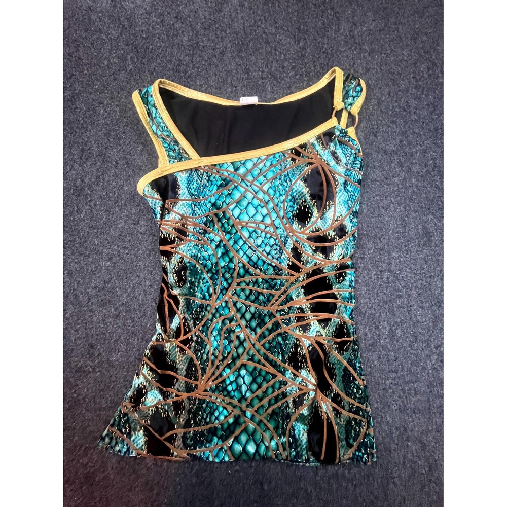 A Wish Come True V1186 Dance Costume Top Womens Large Teal Snake Print Lined